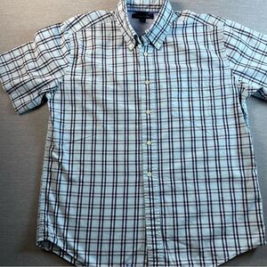 Tommy Hilfiger Blue and White Casual Button Down Shirt men’s dress shirt